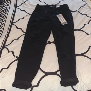 Black Distressed Girlfriend Jeans